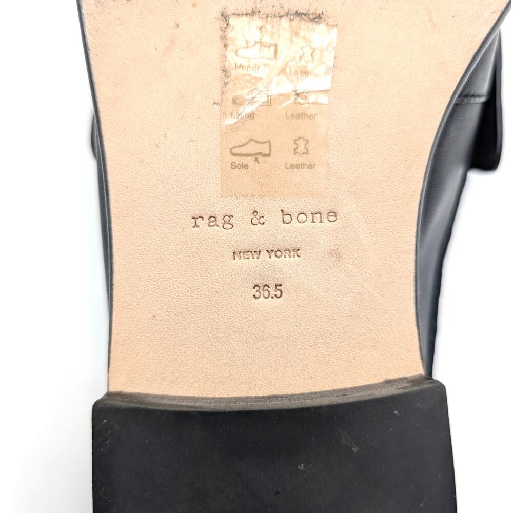 Rag & Bone Carter Penny Loafer Mules Women's Black Leather Size US6.5 EU36.5 - Picture 7 of 11